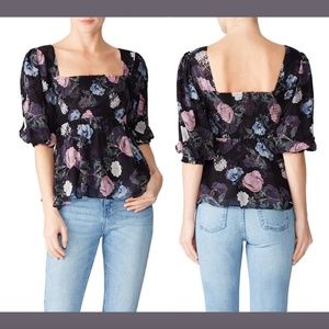 NEW $345 Nicholas Floral Square Neck Smocked Top [ SZ‎ US 4 ]